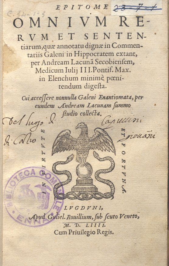 EPITOME DI TUTTE LE COSE E SENTENZE. A. LAGUNA. 1554