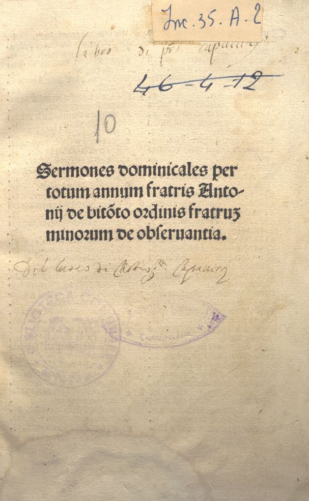 ANTONIUS DE BITONTO, SERMONES DOMINICALES PER TOTUM ANNUM. VENEZIA 1499