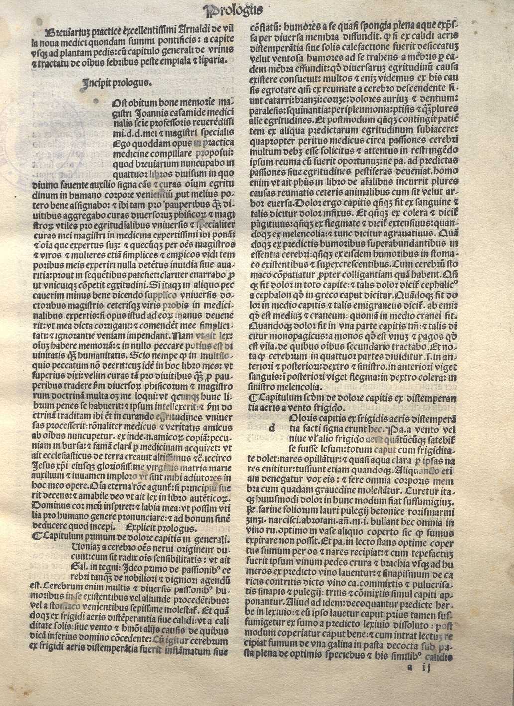 ARNALDUS DE VILLANOVA, BREVIARUM PRACTICAE MEDICINAE. VENEZIA 1494