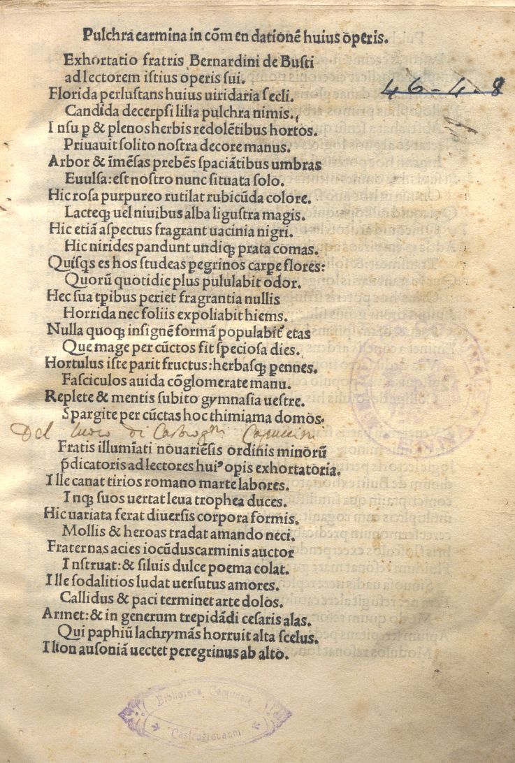 BUSTI, B ERNARDINO, ROSARIUM SERMONUM. VENEZIA 1498