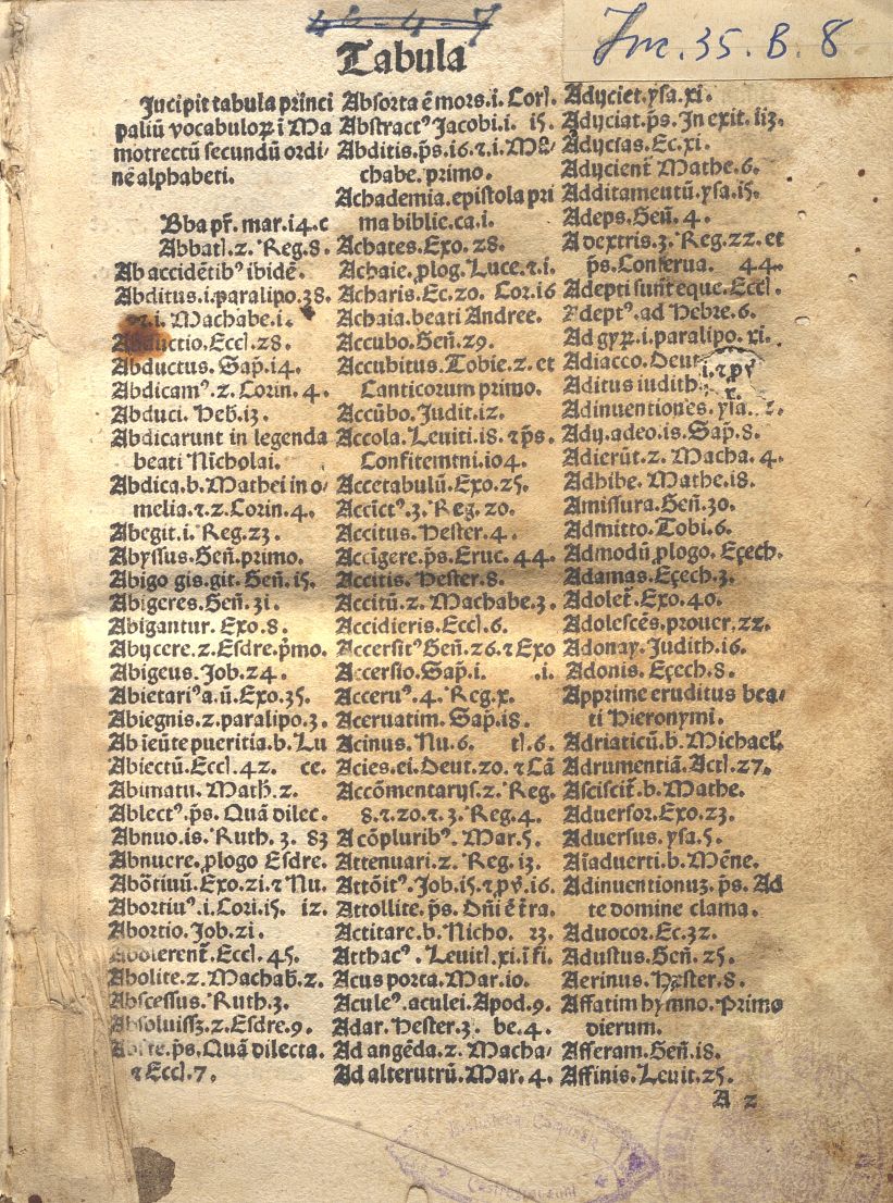 MARCHESINUS, JOHANNES, MAMMOCRECTUS SUPER BIBLIAM. VENEZIA 1482