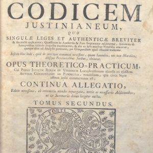 CM.19.G.15 - COMMENTARIUS IN CODICEM JUSTINIANEUM. JOHANNIS BRUNNEMANNI. 1771. TOMO II