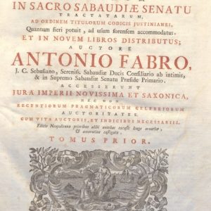 CM.19.E.13 - CODEX FABRIANUS. ANTONIO FABRO. 1755. TOMO I