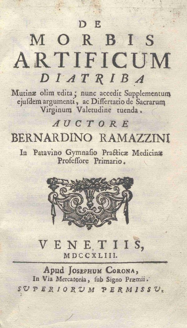 C.M. 14. C. 4 - DE MORBIS ARTIFICUM DIATRIBA. BERNARDINO RAMAZZINI. 1743