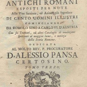C.M.13.E.8 - OPERA DEI COSTUMI E RITI DEGLI ANTICHI ROMANI ESPOSTI PER NOTE ANTONIO RAIMONDO PIACENTI TOMO III. 1760