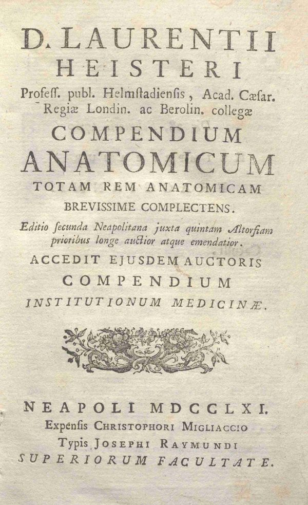 C.M.13.C.16 - COMPENDIO ANATOMICUM LORENZ HEISTER. 1761