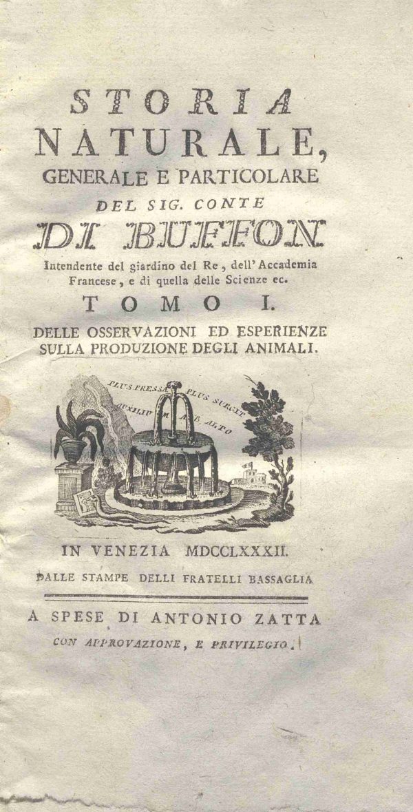 C.M.3.5.1 - STORIA NATURALE GENERALE E PARTICOLARE. GEORGES LOUIS LECLERC CINTE DI BUFFON. 1782